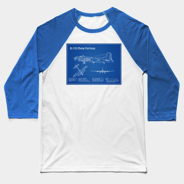 Boeing B-17 Flying Fortress Bomber - AD Baseball T-Shirt by SPJE Illustration Photography